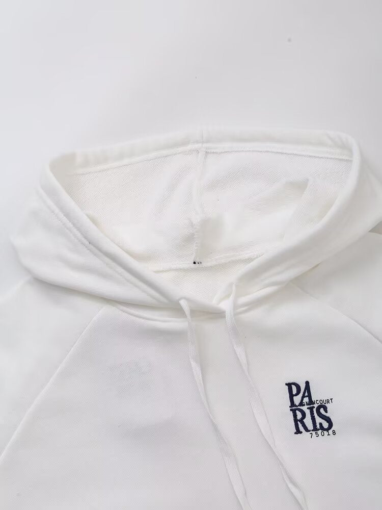 Clothing Spring Office All Matching Letter Graphic Embroidered Decorative Hooded Sweatshirt