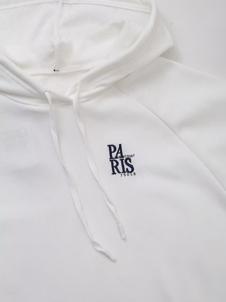 Clothing Spring Office All Matching Letter Graphic Embroidered Decorative Hooded Sweatshirt