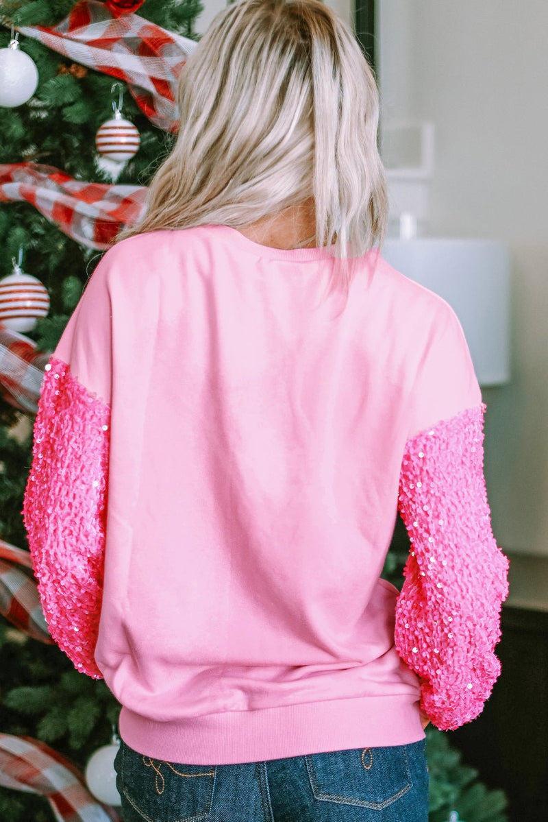 Clothing Valentine Day Sequined Sleeves All Match Top Sweet Long Sleeve Sweatshirt for