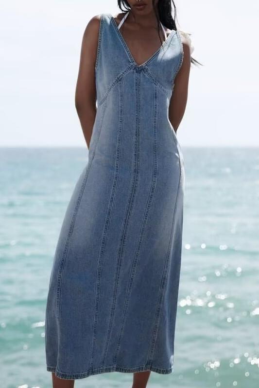 Clothing Denim Midi Dress