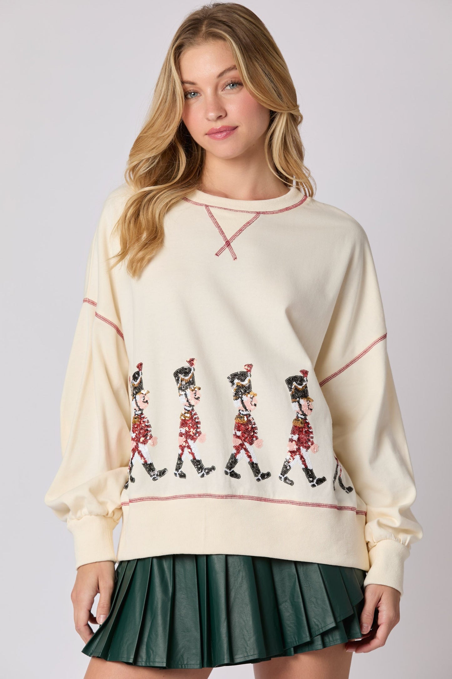 Clothing Christmas Soldier Sequined Sweatshirt Long Sleeve Pullover