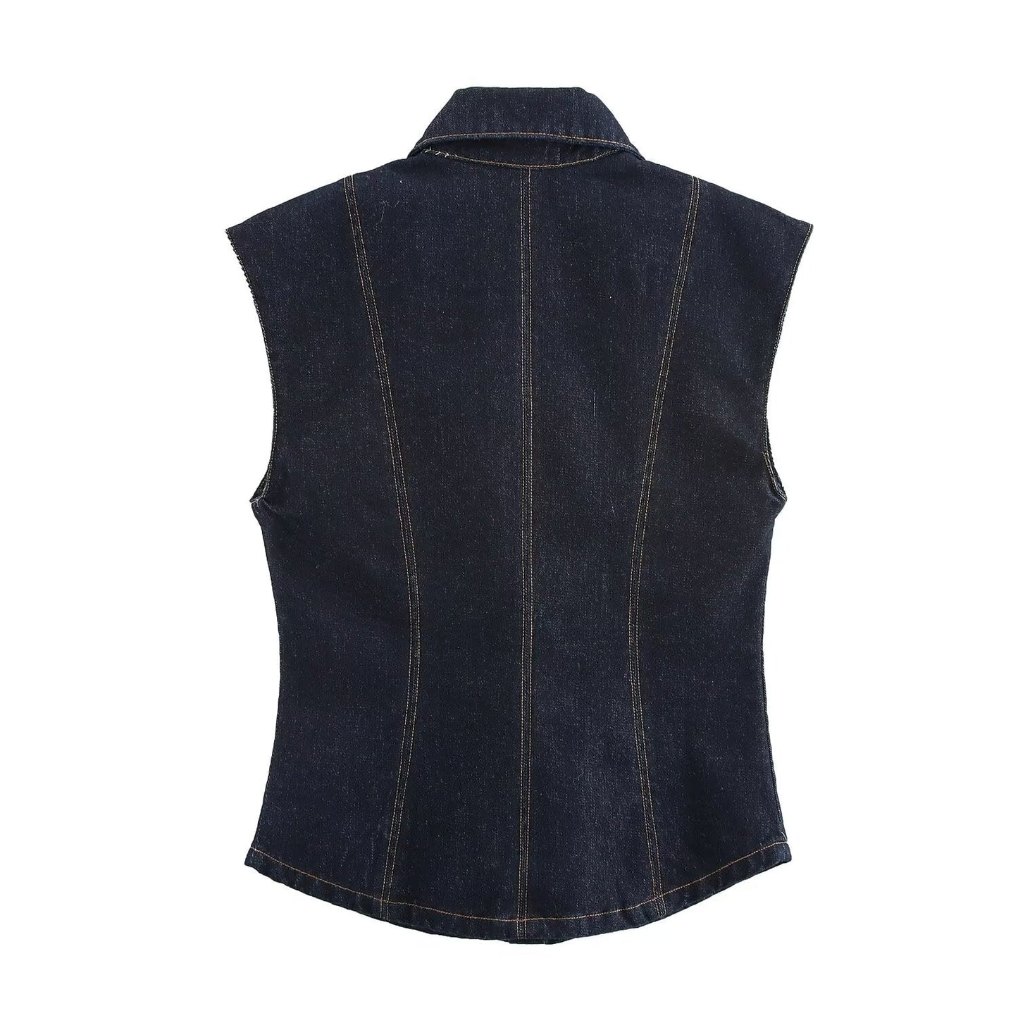 Winter Sleeveless Denim Vest Mid Rise Pants Sets