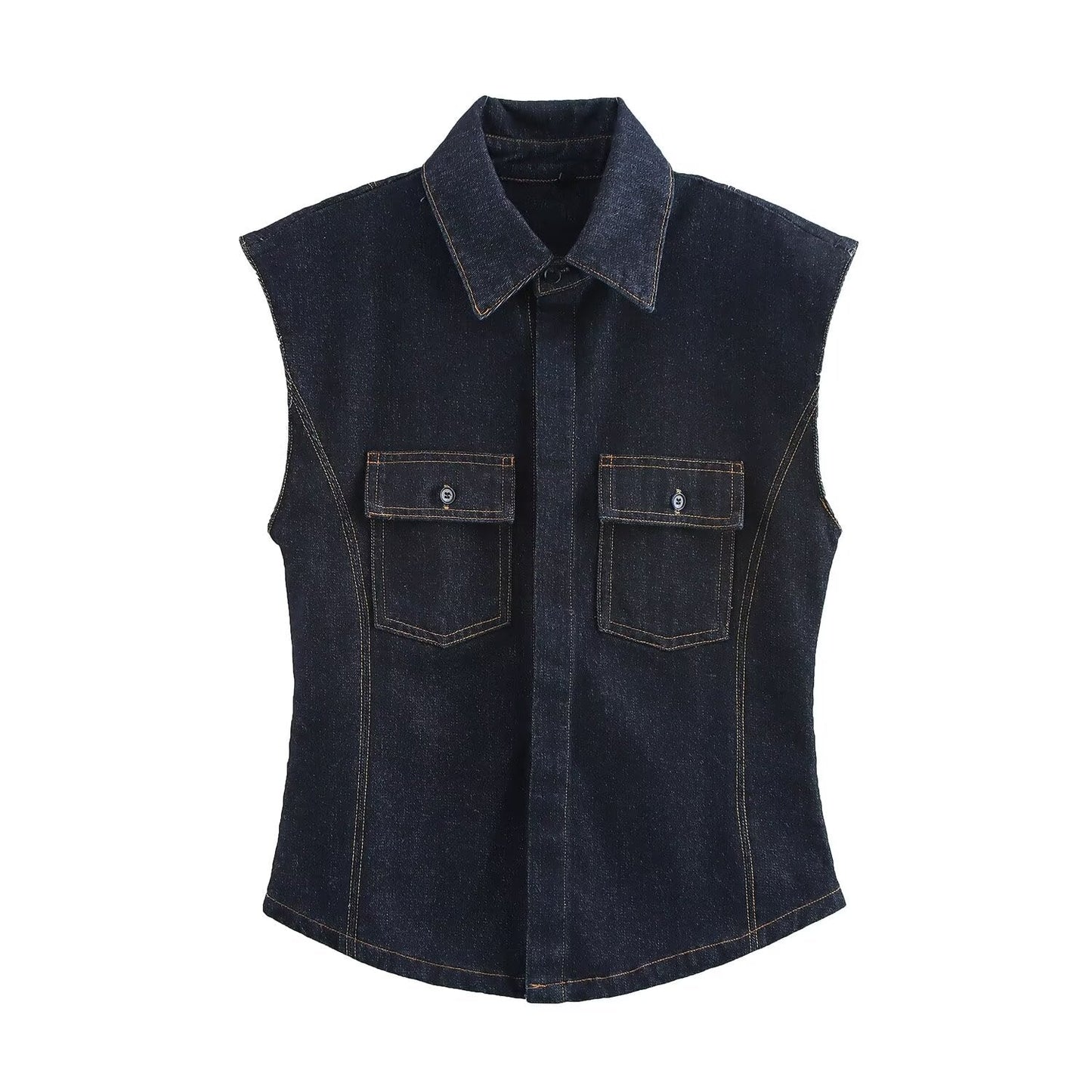 Winter Sleeveless Denim Vest Mid Rise Pants Sets