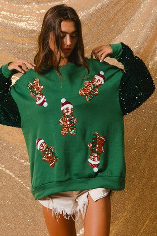 Clothing Sweet Sequ Sleeve Top Christmas Long Sleeved Sweatshirt
