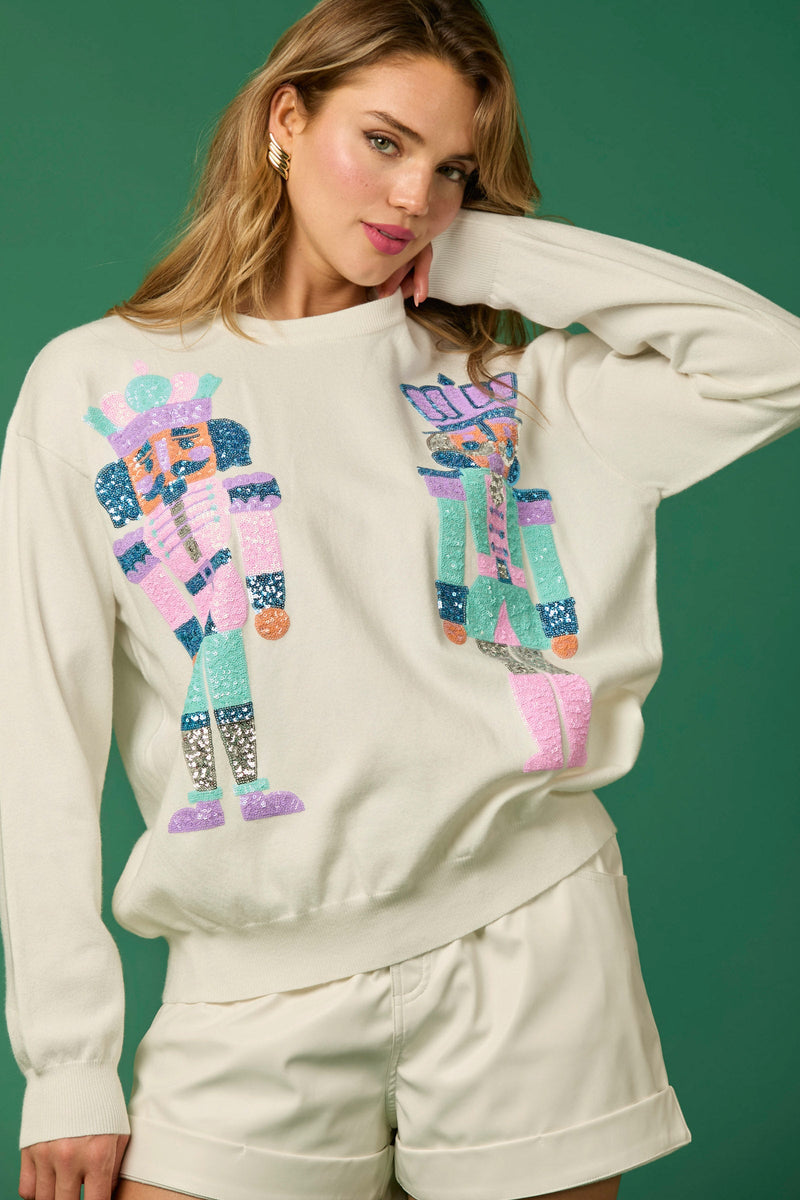 Autumn Winter Clothing Christmas Soldier Sequined Sweatshirt Top