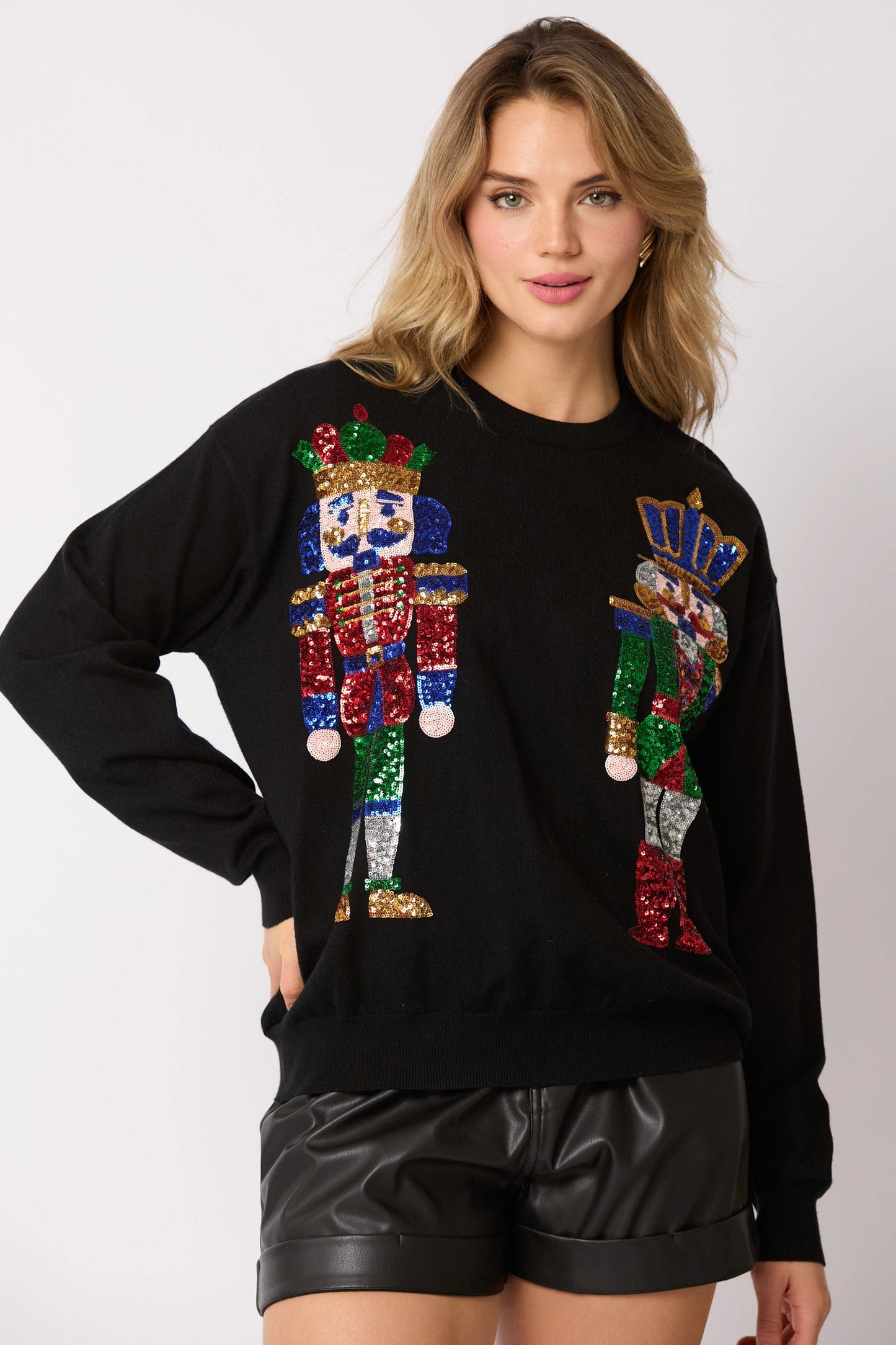 Autumn Winter Clothing Christmas Soldier Sequined Sweatshirt Top