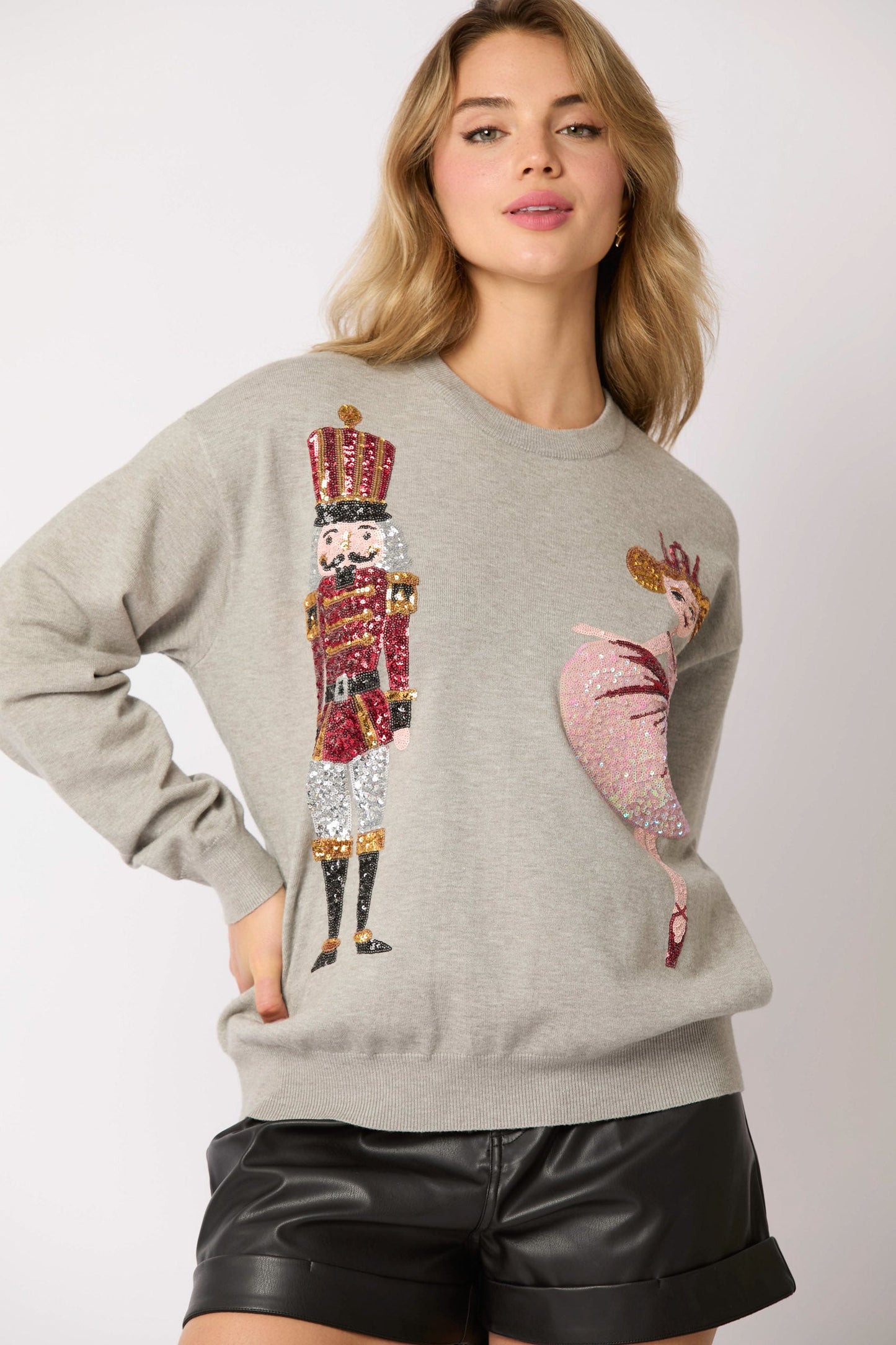 Autumn Winter Clothing Christmas Soldier Sequined Sweatshirt Top