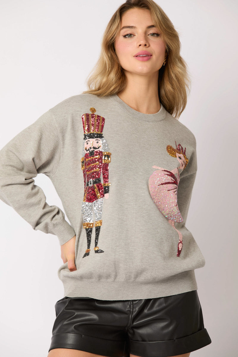 Autumn Winter Clothing Christmas Soldier Sequined Sweatshirt Top