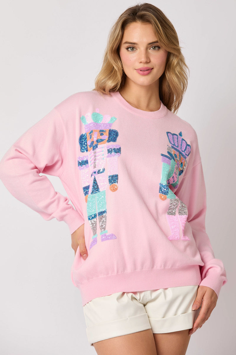 Autumn Winter Clothing Christmas Soldier Sequined Sweatshirt Top