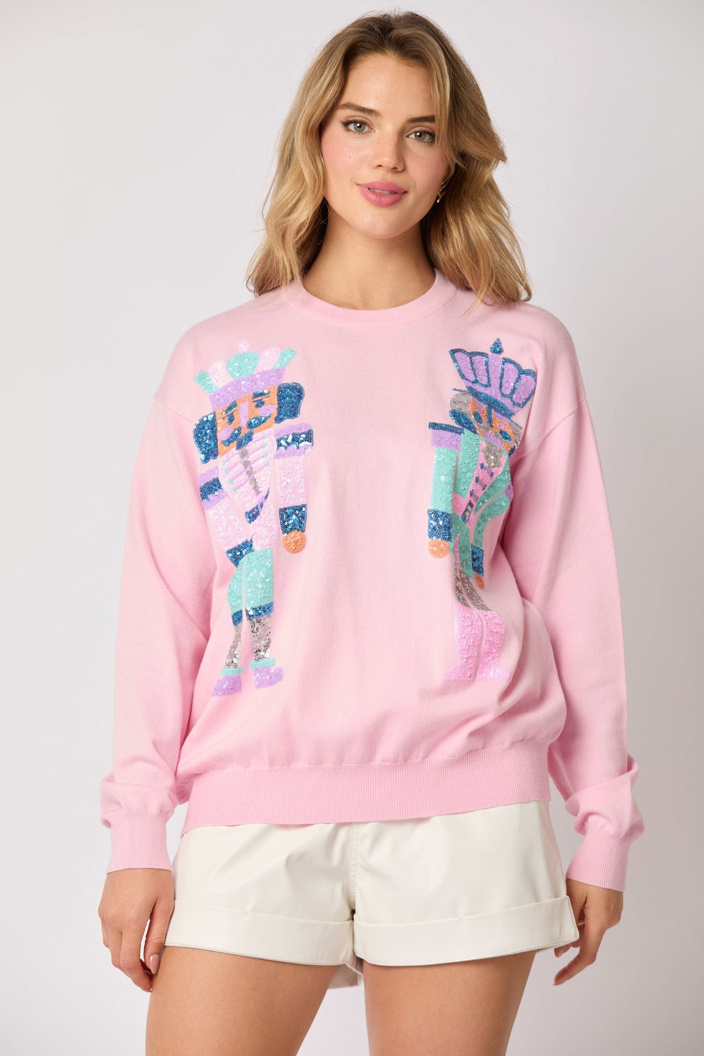 Autumn Winter Clothing Christmas Soldier Sequined Sweatshirt Top