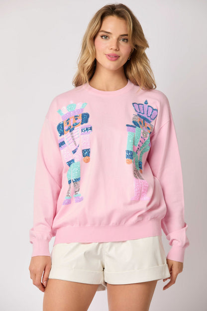 Autumn Winter Clothing Christmas Soldier Sequined Sweatshirt Top