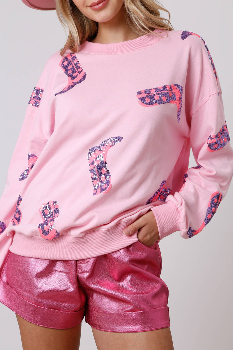 Spring Clothing Valentine Day Sequined Long Sleeved Sweatshirt Sweet Fresh Top