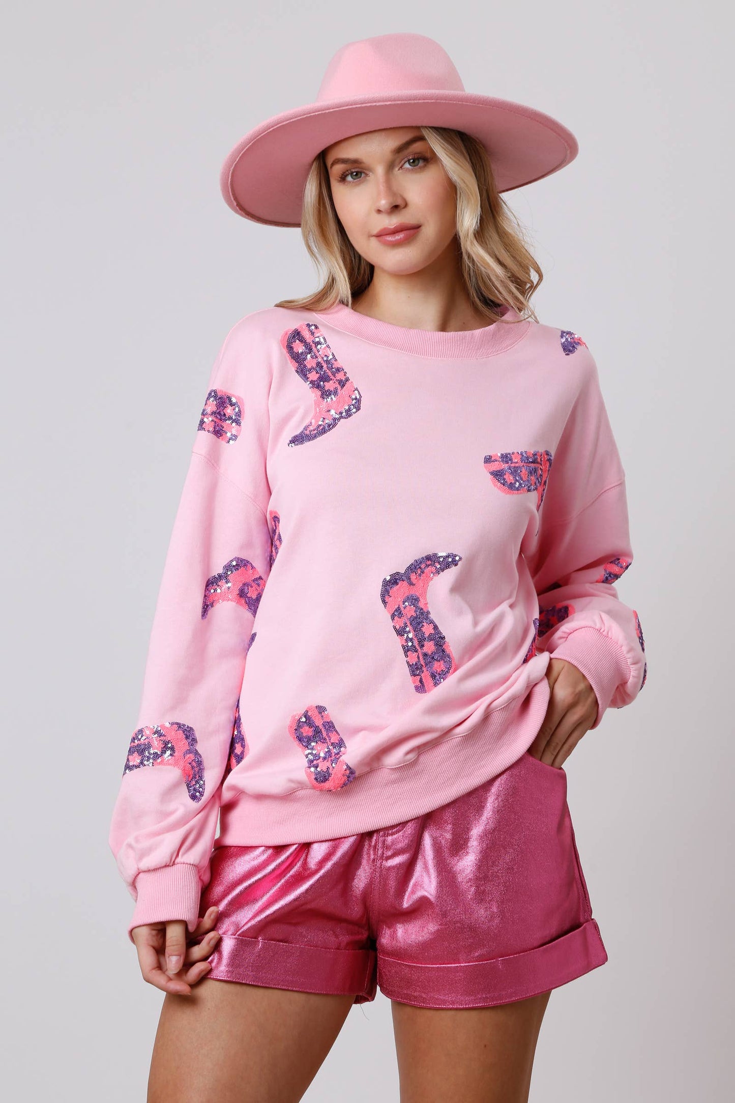 Spring Clothing Valentine Day Sequined Long Sleeved Sweatshirt Sweet Fresh Top