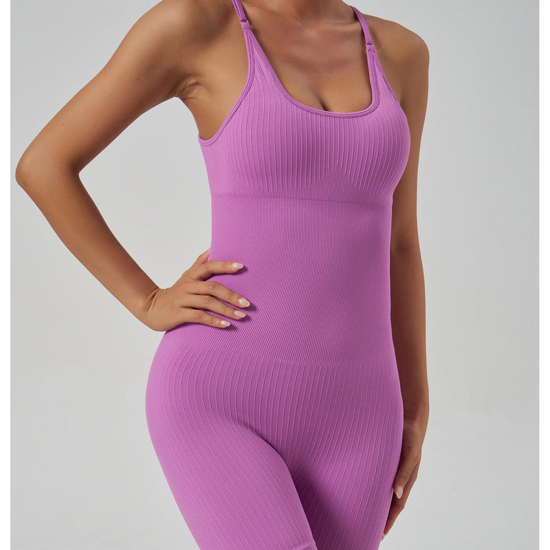 Cross Strap Yoga Jumpsuit Hip Lifting High Elastic Tight Sports Workout Clothes for
