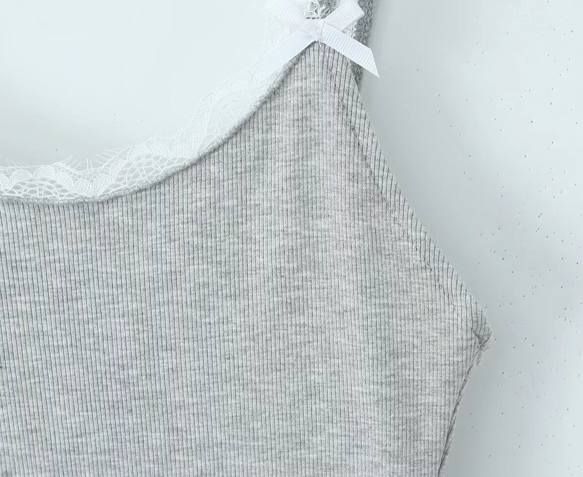 Summer Contrast Color Lace Splicing Sling Jumpsuit Backless Slim Fit Base Shorts