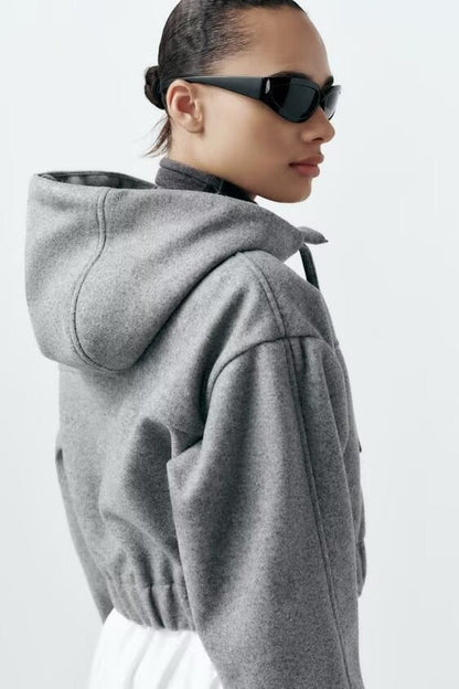 Spring Clothing Stylish Simple Cloth Short Hoodies