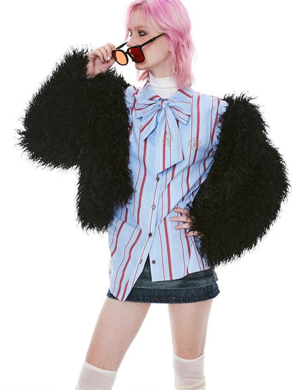 Striped Bow-tie Blouse Shirt