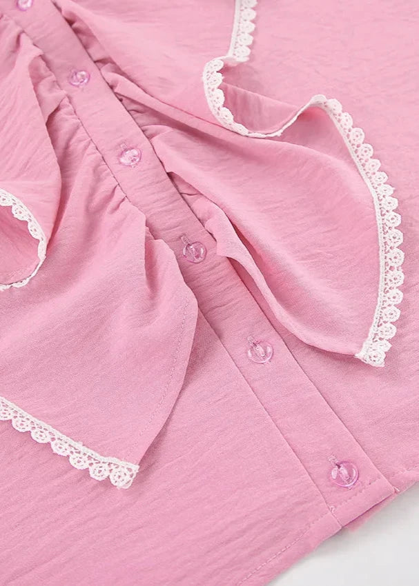 Ruffled Two-piece Set With Lantern Sleeves