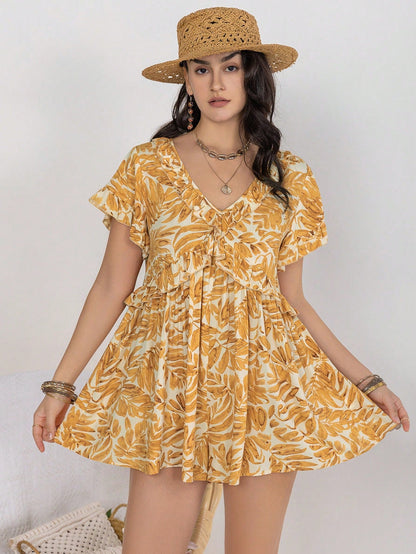 Batch Delivery Seaside Vacation V Neck Jumpsuit