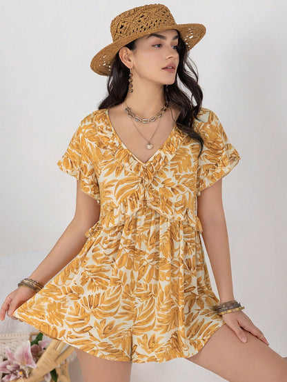 Batch Delivery Seaside Vacation V Neck Jumpsuit
