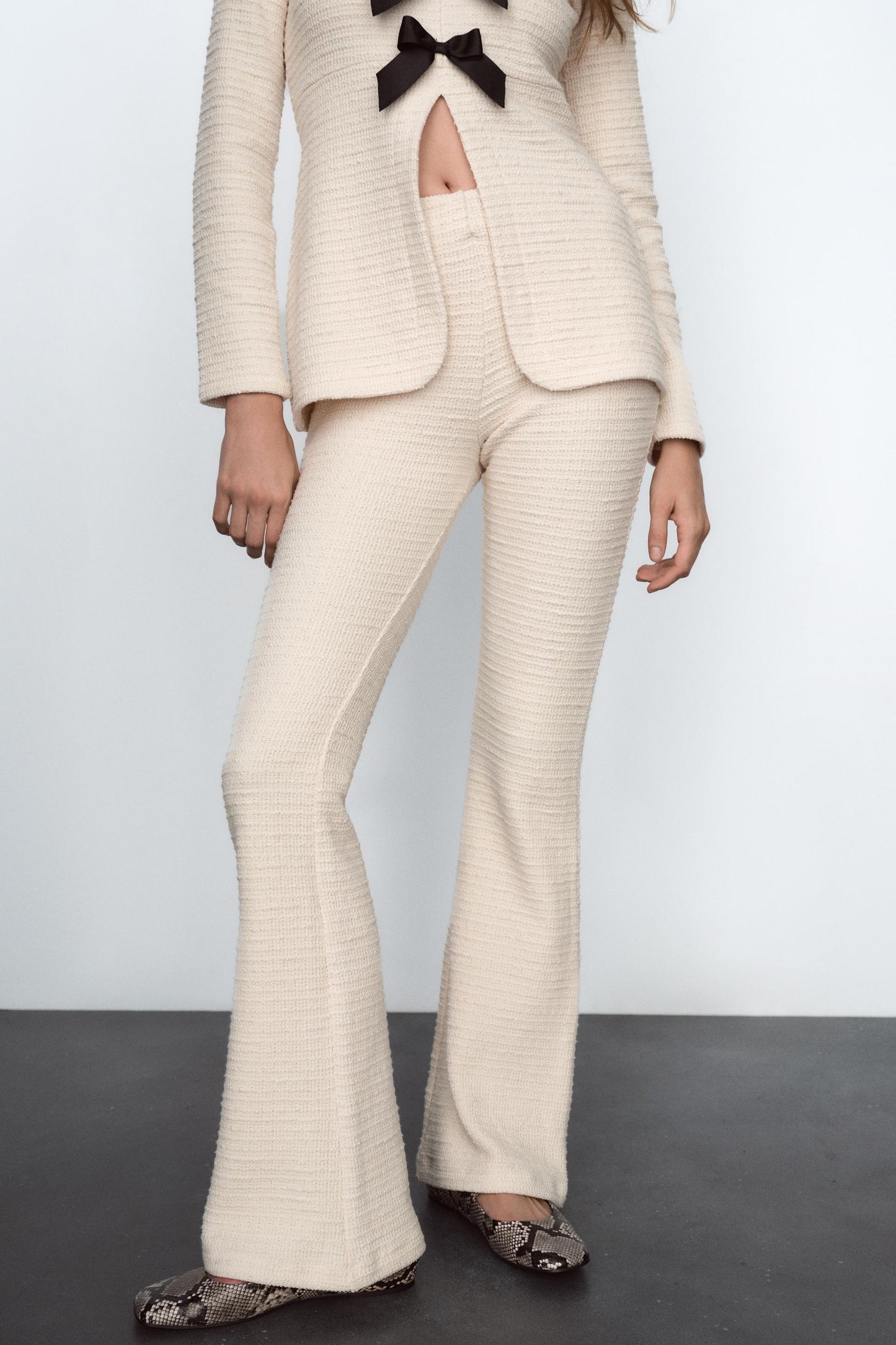 Spring Summer Clothing Bowknot Long Sleeved Top Bell Bottom Pants