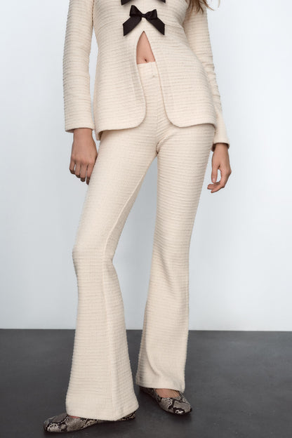 Spring Summer Clothing Bowknot Long Sleeved Top Bell Bottom Pants