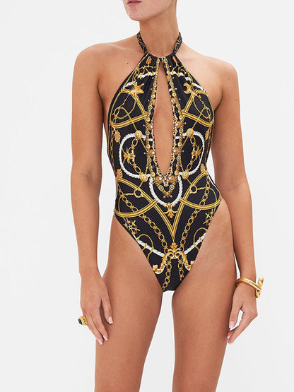 Printed One Piece and Pants Swimwear