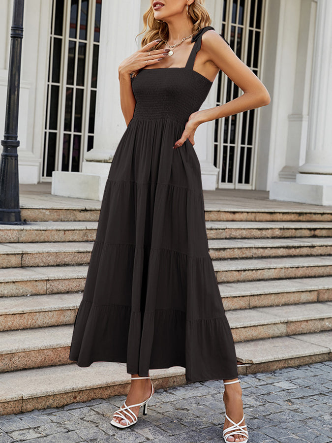 Tie-shoulder Sleeveless Maxi Dress