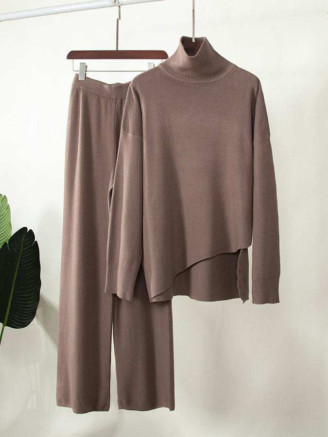 Knitted Long Sleeves Sweater and Pants Two Pieces Sets