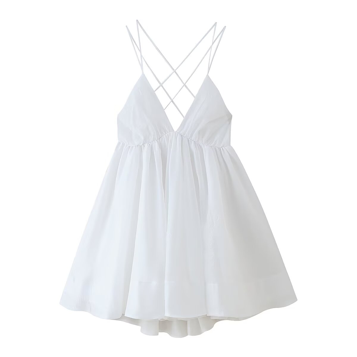 Clothing Backless Lace Up Deep V Plunge Neck Tight Waist Short Dress Pettiskirt