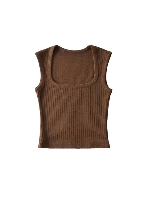 Crop Tops Summer Tank Top Sleeveless Thin Knit Basic Outwear Elastic Camis