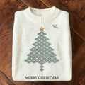 Japanese Waves Christmas Tree Embroidered Cozy Sweater artswardrobe