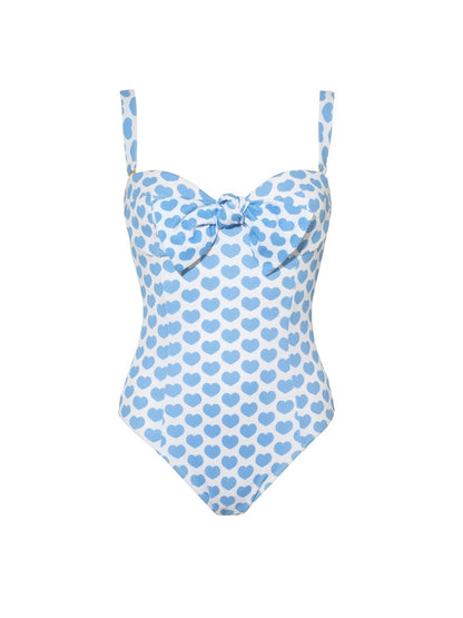 Sling Lace Up Printed One Piece Swimsuit and Beach Skirt