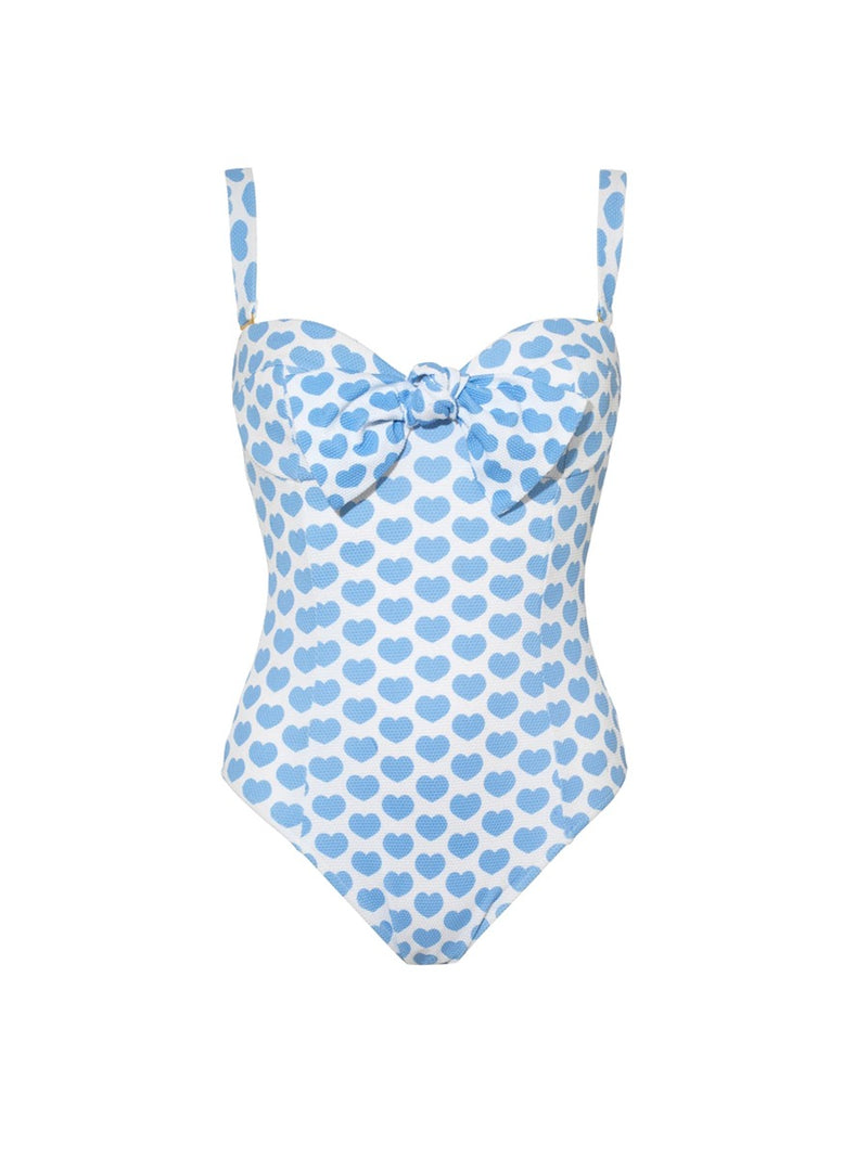 Sling Lace Up Printed One Piece Swimsuit and Beach Skirt