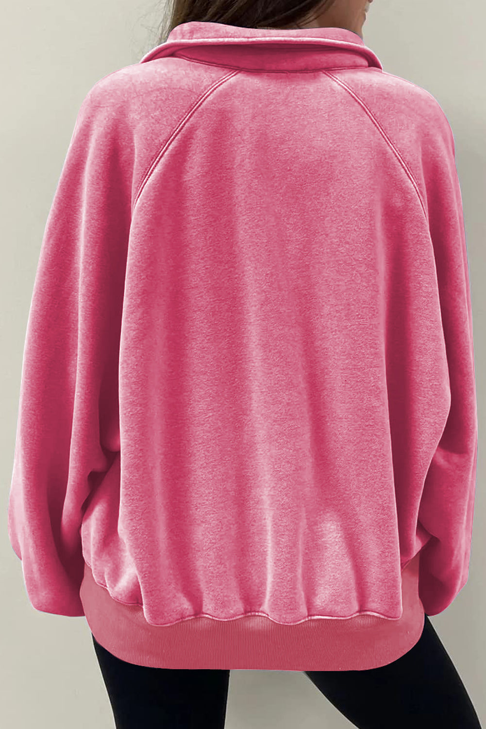Buttons Balloon Sleeve Oversized Sweatshirt