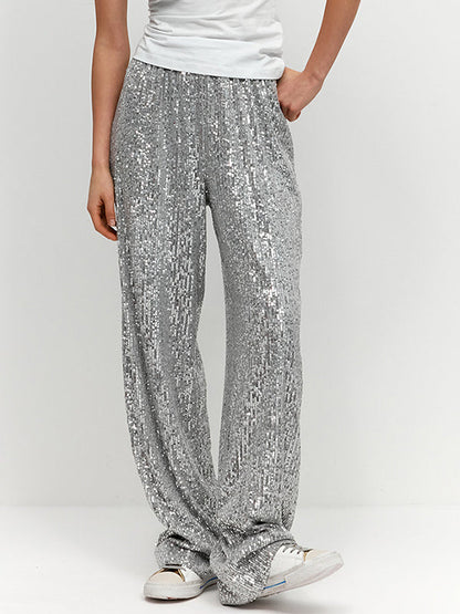 Sliver Sequin Wide Leg Pants