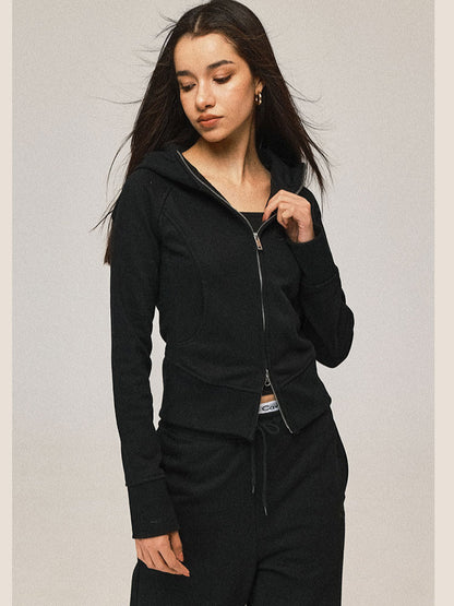 Hooded Sweatshirt Cardigan