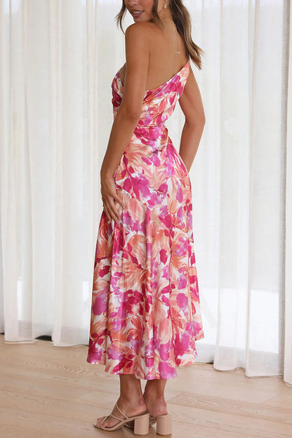 Buy Myself Flowers One Shoulder Midi Dress