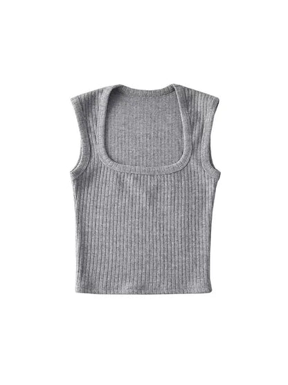 Crop Tops Summer Tank Top Sleeveless Thin Knit Basic Outwear Elastic Camis