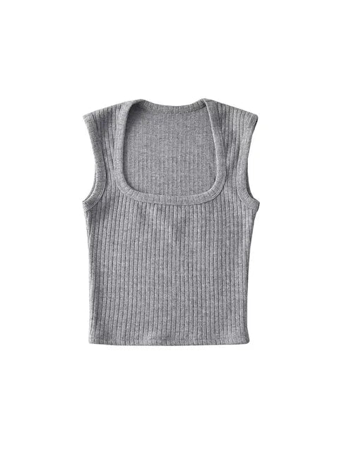 Crop Tops Summer Tank Top Sleeveless Thin Knit Basic Outwear Elastic Camis