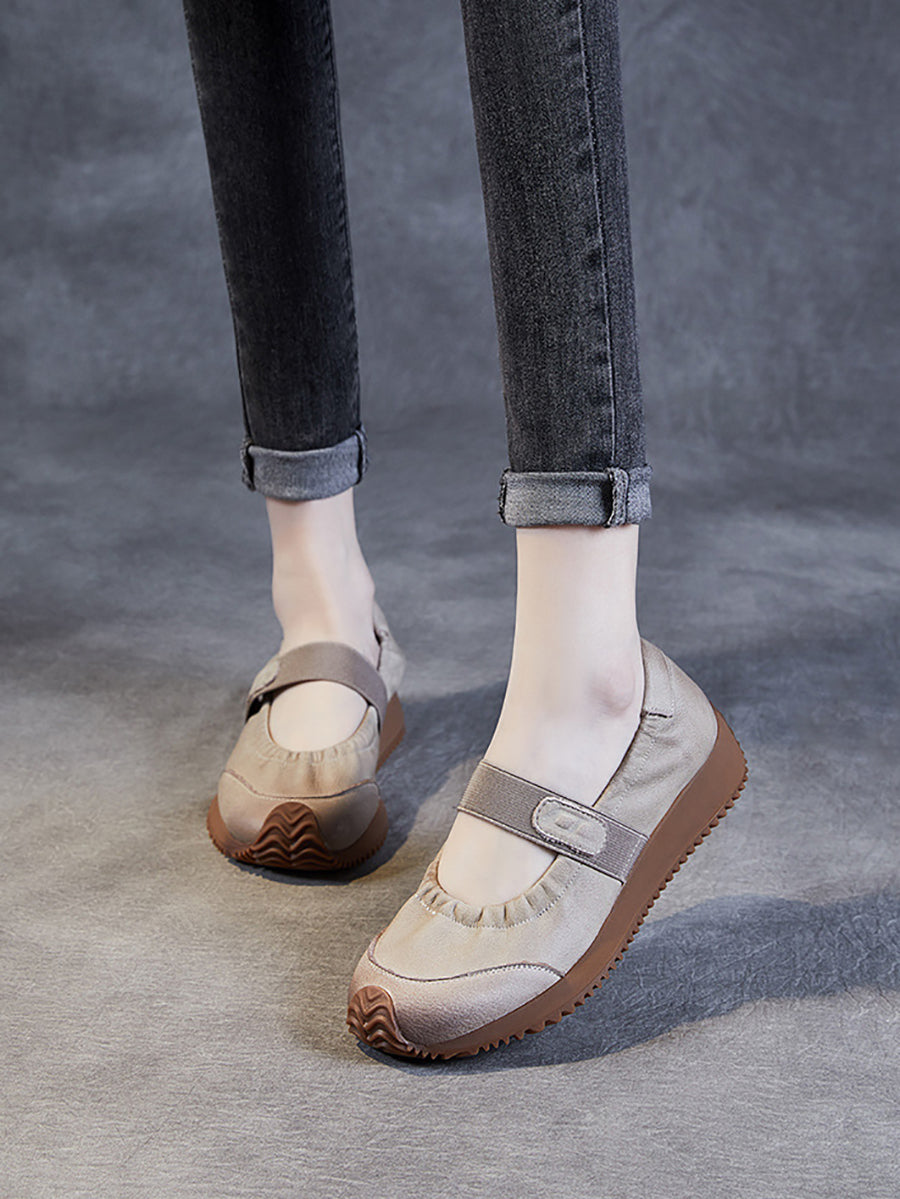 Summer Retro Leather Platform Shoes Sc1025