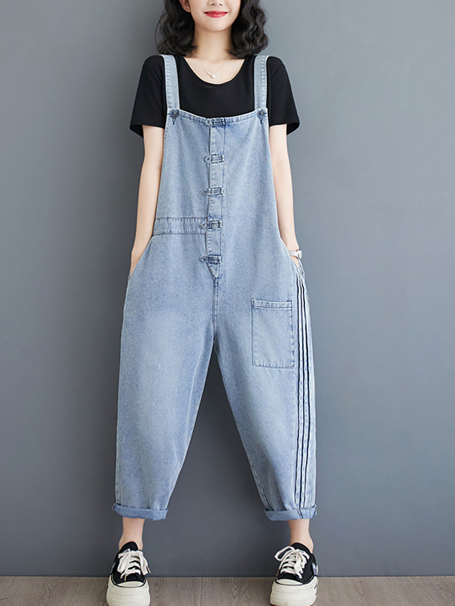 Summer Denim Shirred Jumpsuits At1032