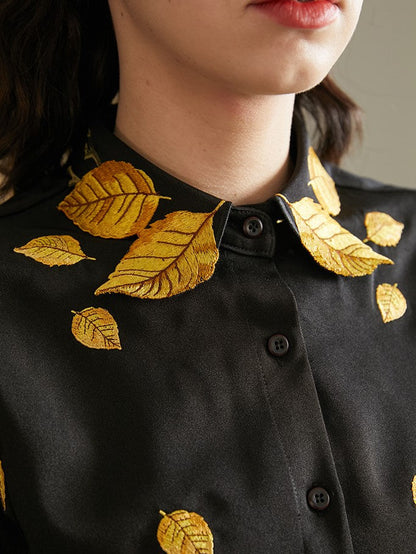 Golden Leaf Embroidered Blouse