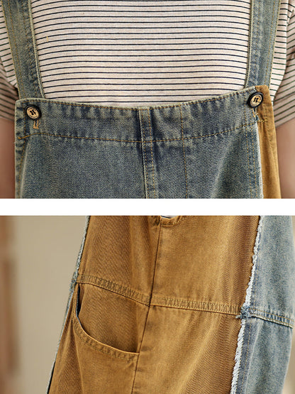 Artsy Summer Colorblock Denim Jumpsuits Sc1051