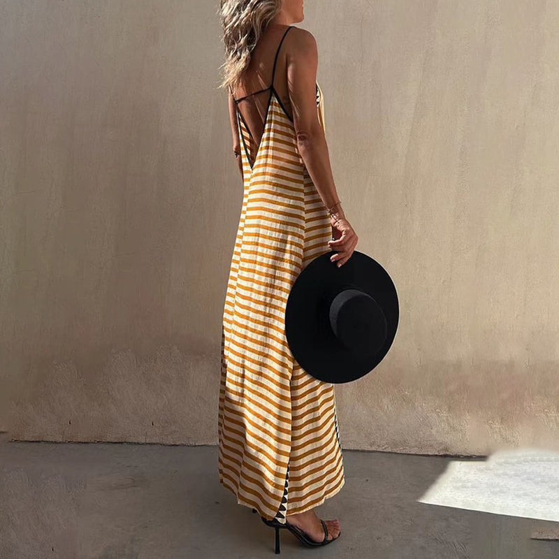 Printed Holiday Sleeveless Maxi Dress