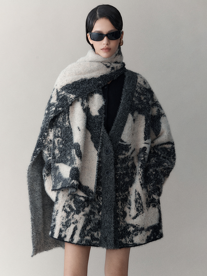 Retro Oversize Wool Cardigan
