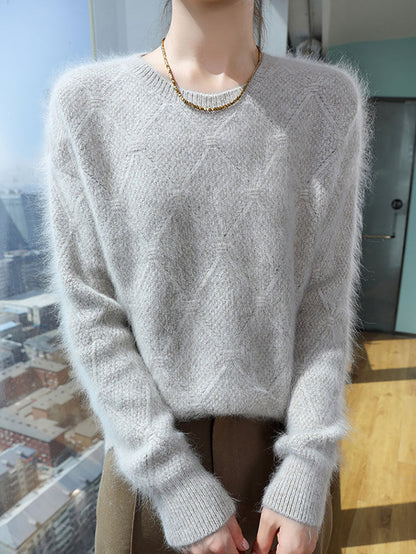Autumn O-neck Rhomboids Wool Warm Knit Sweater Av1010