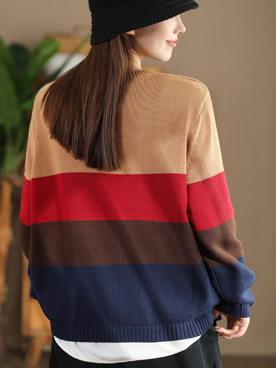Autumn Colorblock V-neck Knit Sweater As1012