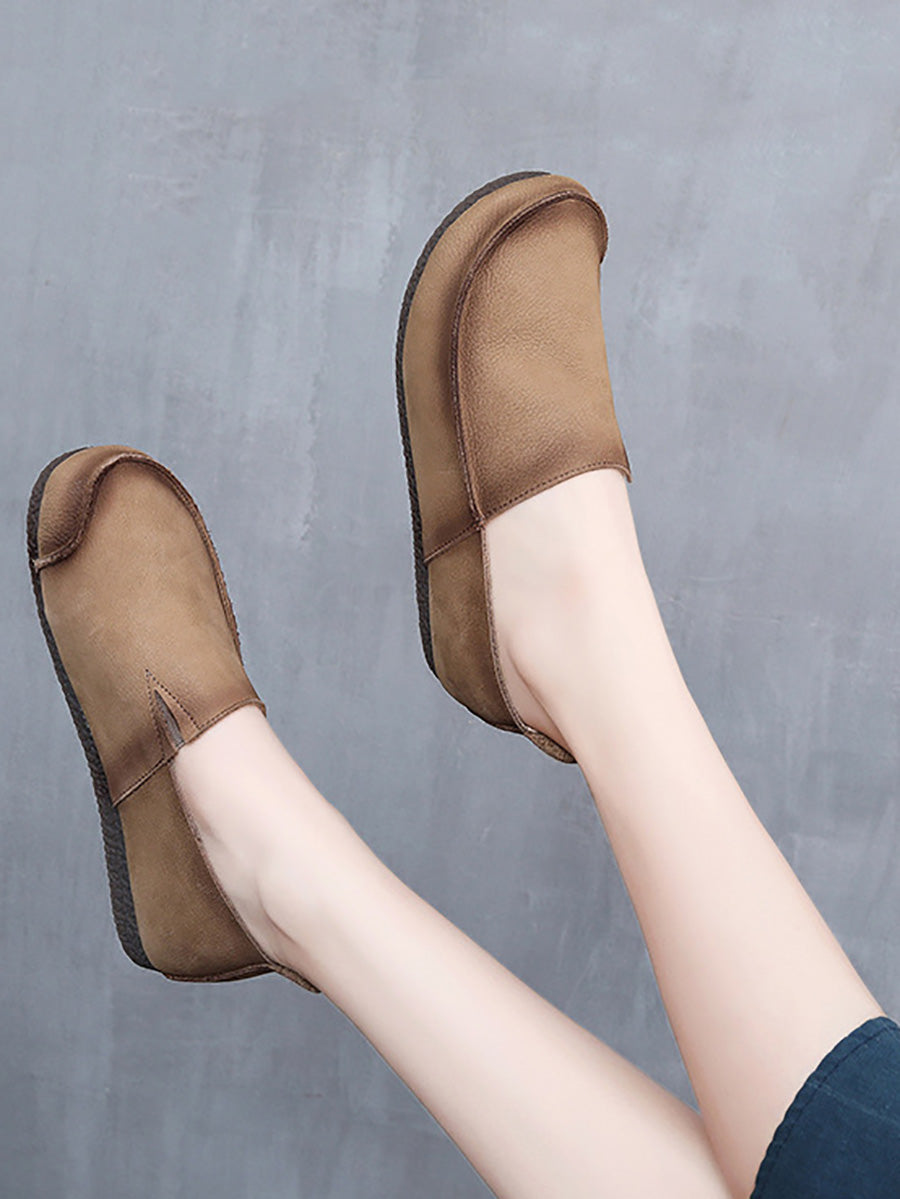 Leather Retro Summer Falt Shoes