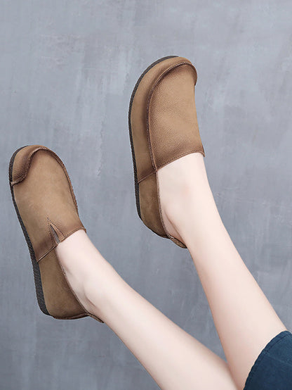 Leather Retro Summer Falt Shoes